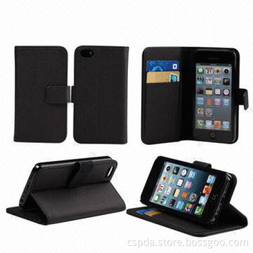Wallet PU Stand Leather Cover for iPhone 5C with Card Slot, OEM and ODM Orders Accepted